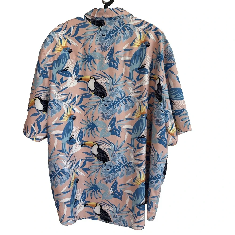 Doopccor Short Sleeve Button Tropical Shirt 2XL Coastalwear Resortwear Preppy
